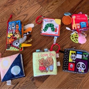 Bundle of Baby Books, Toys, & Rattles